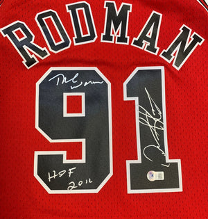 Dennis Rodman Autographed Chicago Bulls Signed Mitchell & Ness Swingman Jersey WORM HOF 2011 Beckett COA-Powers Sports Memorabilia