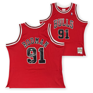 Dennis Rodman Autographed Chicago Bulls Mitchell & Ness Signed Swingman Basketball Jersey HOF Hall of Fame 2011 JSA Witness Authentication-Powers Sports Memorabilia