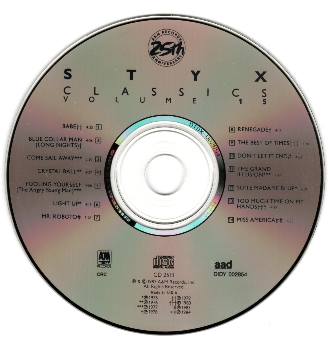 Dennis DeYoung Autographed Styx Classics Vol. 15 CD Cover with Disc Beckett Authenticated-Powers Sports Memorabilia