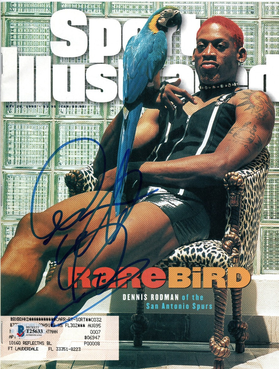 Dennis Rodman Autographed San Antonio Spurs Sports Illustrated 5/29/95 Beckett Authenticated-Powers Sports Memorabilia