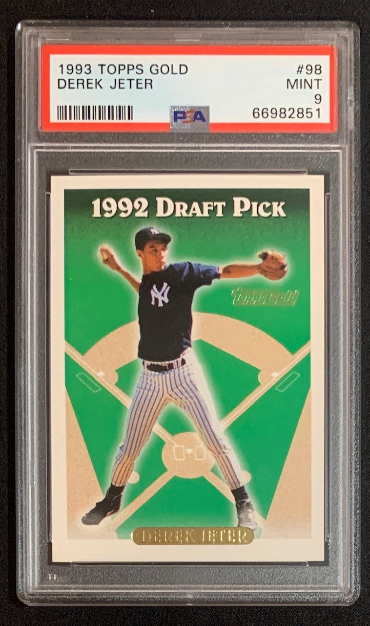Derek Jeter 1993 Topps Gold Baseball Rookie Card RC #98 Graded PSA 9-Powers Sports Memorabilia
