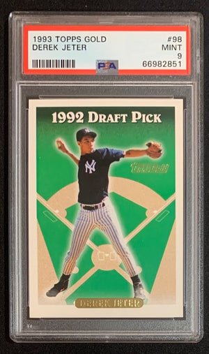 Derek Jeter 1993 Topps Gold Baseball Rookie Card RC #98 Graded PSA 9-Powers Sports Memorabilia