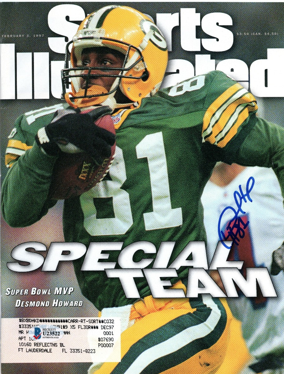 Desmond Howard Autographed Green Bay Packers Sports Illustrated 2/3/97 Beckett Authenticated-Powers Sports Memorabilia