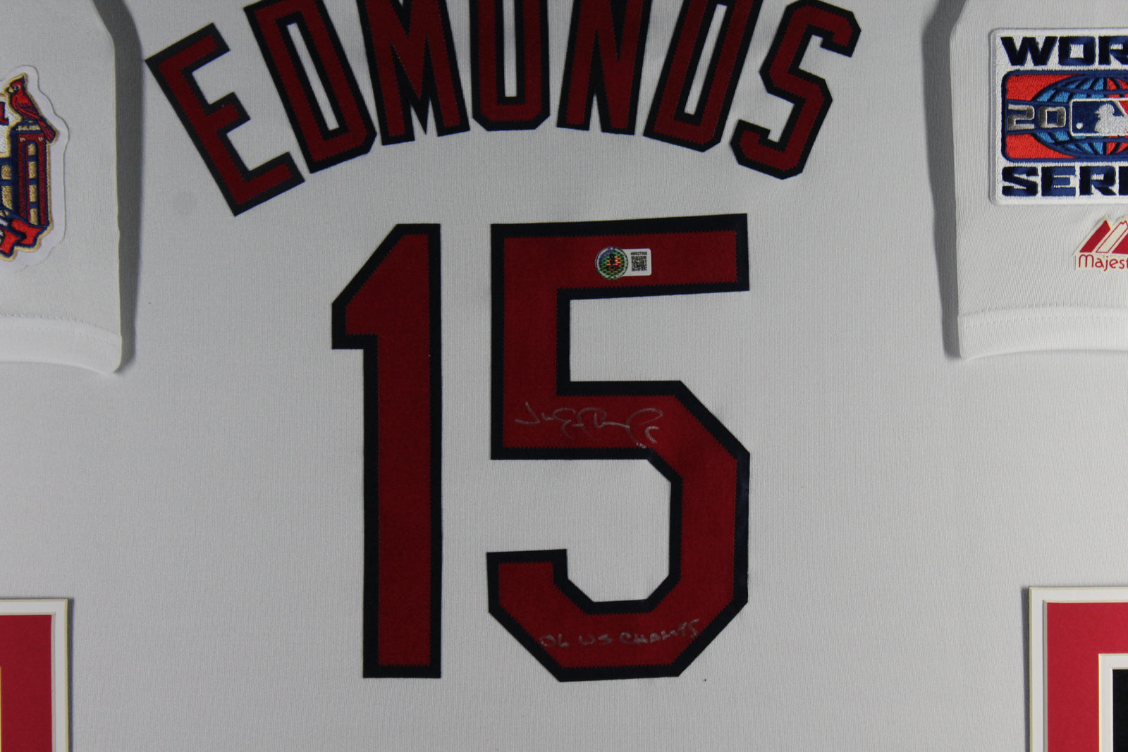 Jim Edmonds Autographed St Louis Cardinals Signed Majestic Baseball Framed Jersey 2006 WS CHAMPS Beckett Certified COA-Powers Sports Memorabilia