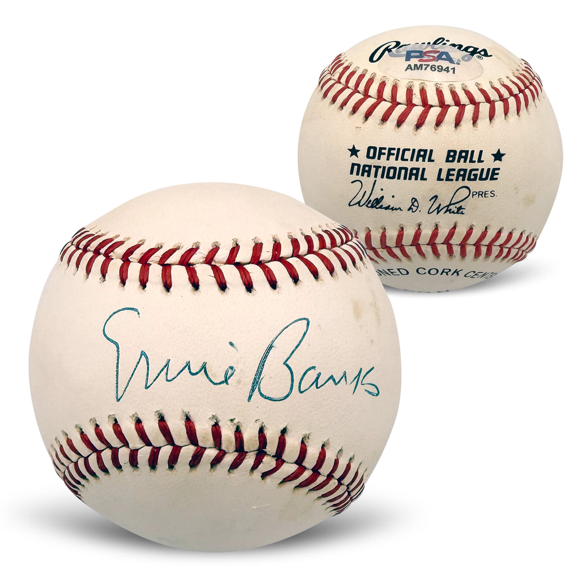Ernie Banks Autographed Chicago Cubs Signed National League Baseball PSA COA With UV Display Case AM76941-Powers Sports Memorabilia