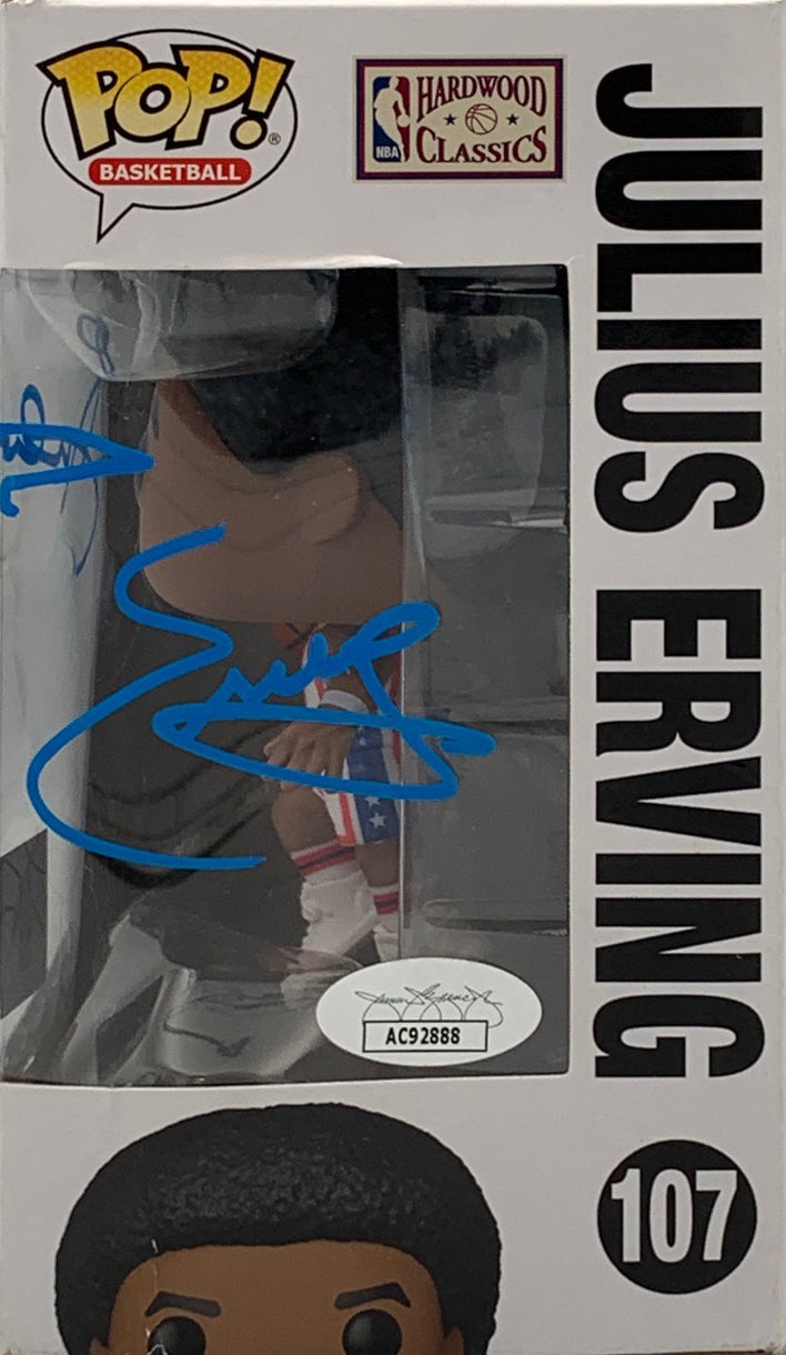 Julius Erving Autographed New Jersey Nets Signed Basketball Funko Pop 107 JSA COA Damaged-Powers Sports Memorabilia