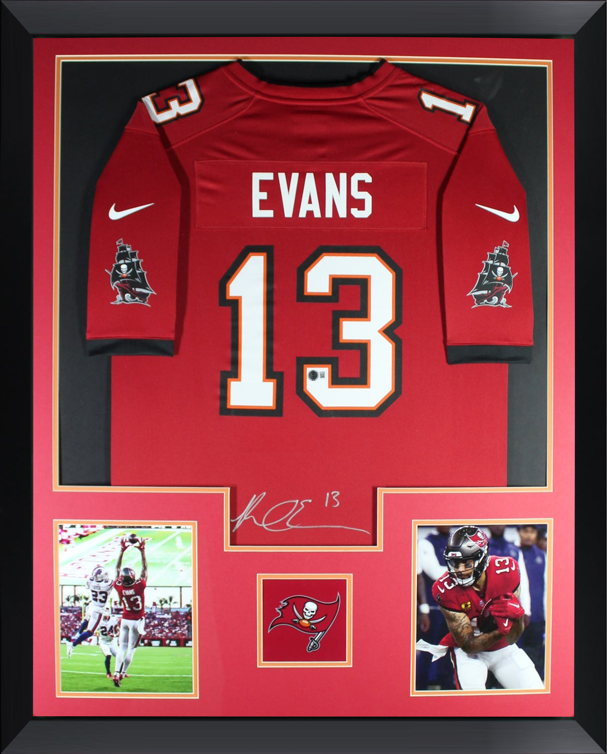 Mike Evans Autographed Tampa Bay Buccaneers Signed Nike Game Football Framed Jersey Beckett COA-Powers Sports Memorabilia
