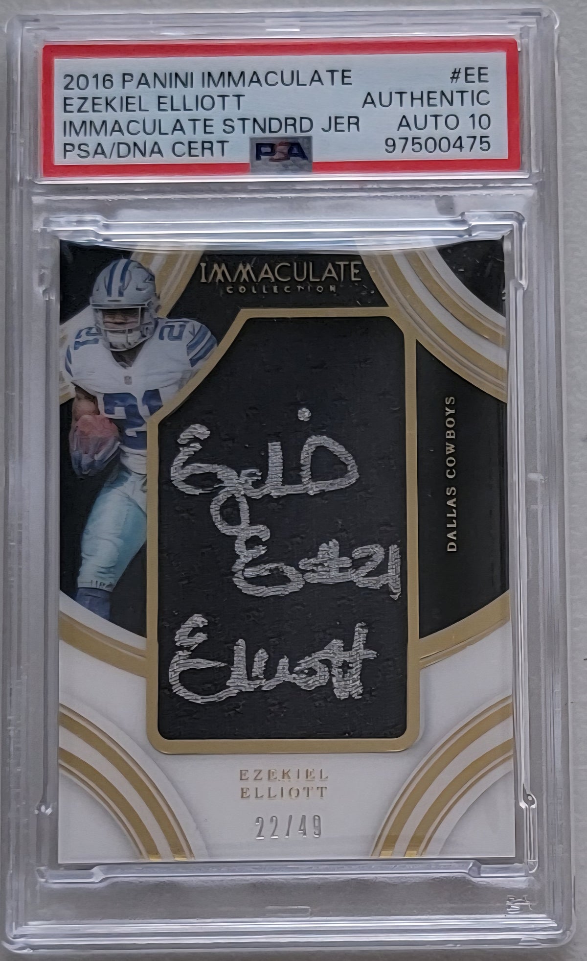 Ezekiel Elliott Signed 2016 Panini Immaculate Cowboys Jersey Rookie Card - PSA Auto 10-Powers Sports Memorabilia
