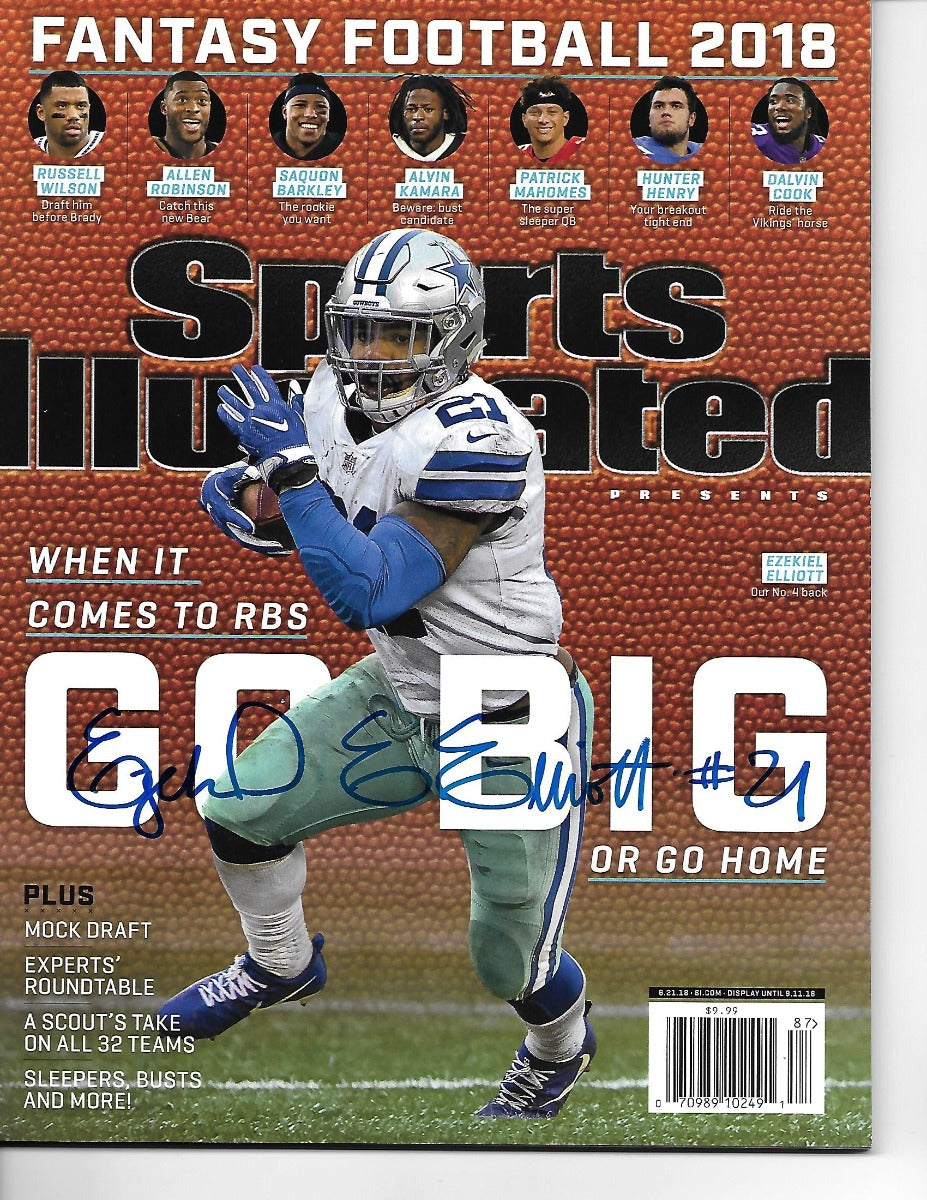 Ezekiel Elliott Autographed Dallas Cowboys Sports Illustrated 6/21/18 Beckett Witnessed-Powers Sports Memorabilia
