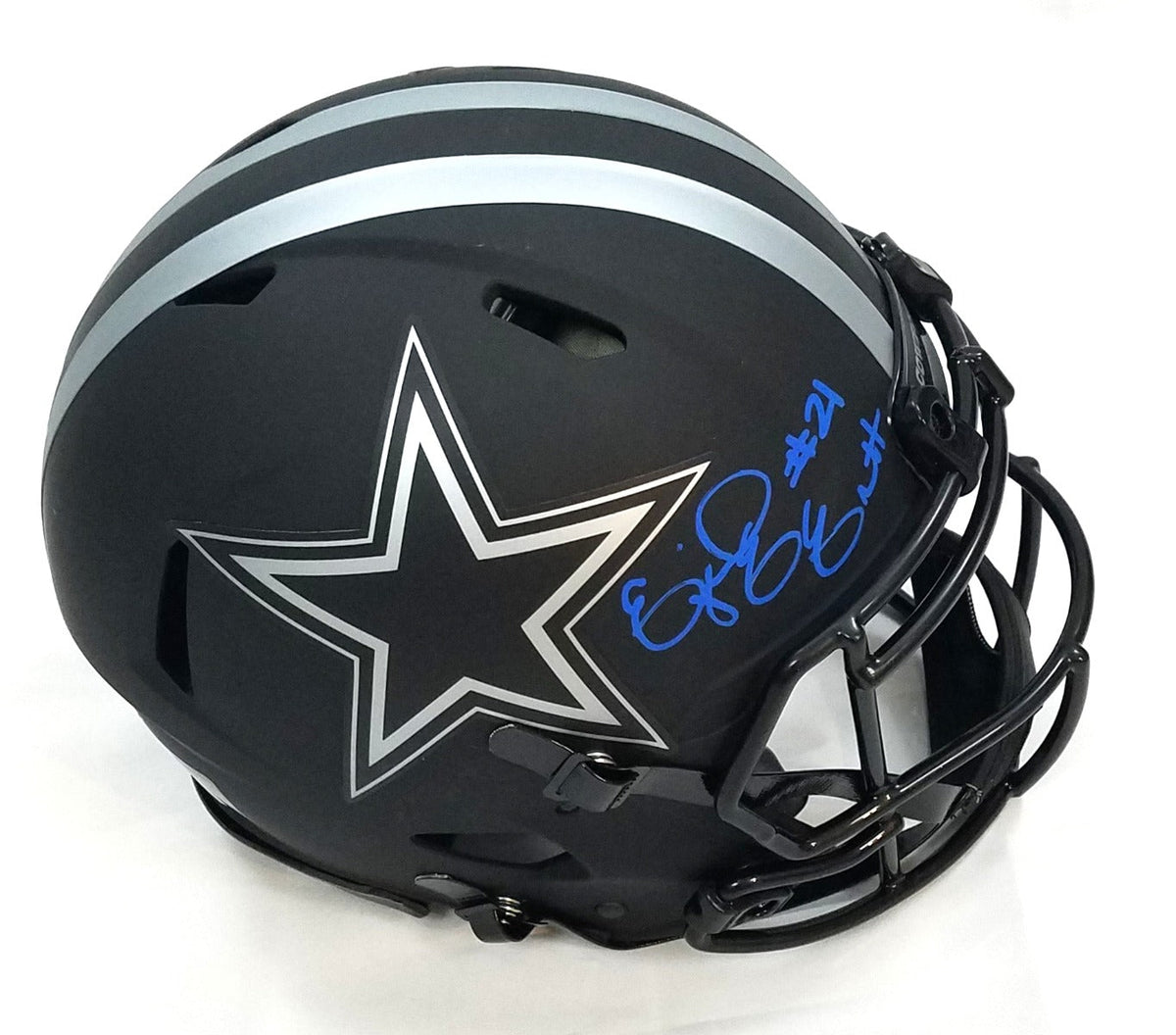 Ezekiel Elliott Autographed Dallas Cowboys Riddell Speed Eclipse Authentic Helmet Beckett Witnessed-Powers Sports Memorabilia