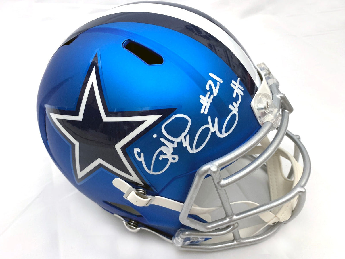Ezekiel Elliott Autographed Dallas Cowboys Riddell Blaze Speed Replica Helmet Beckett Witness-Powers Sports Memorabilia