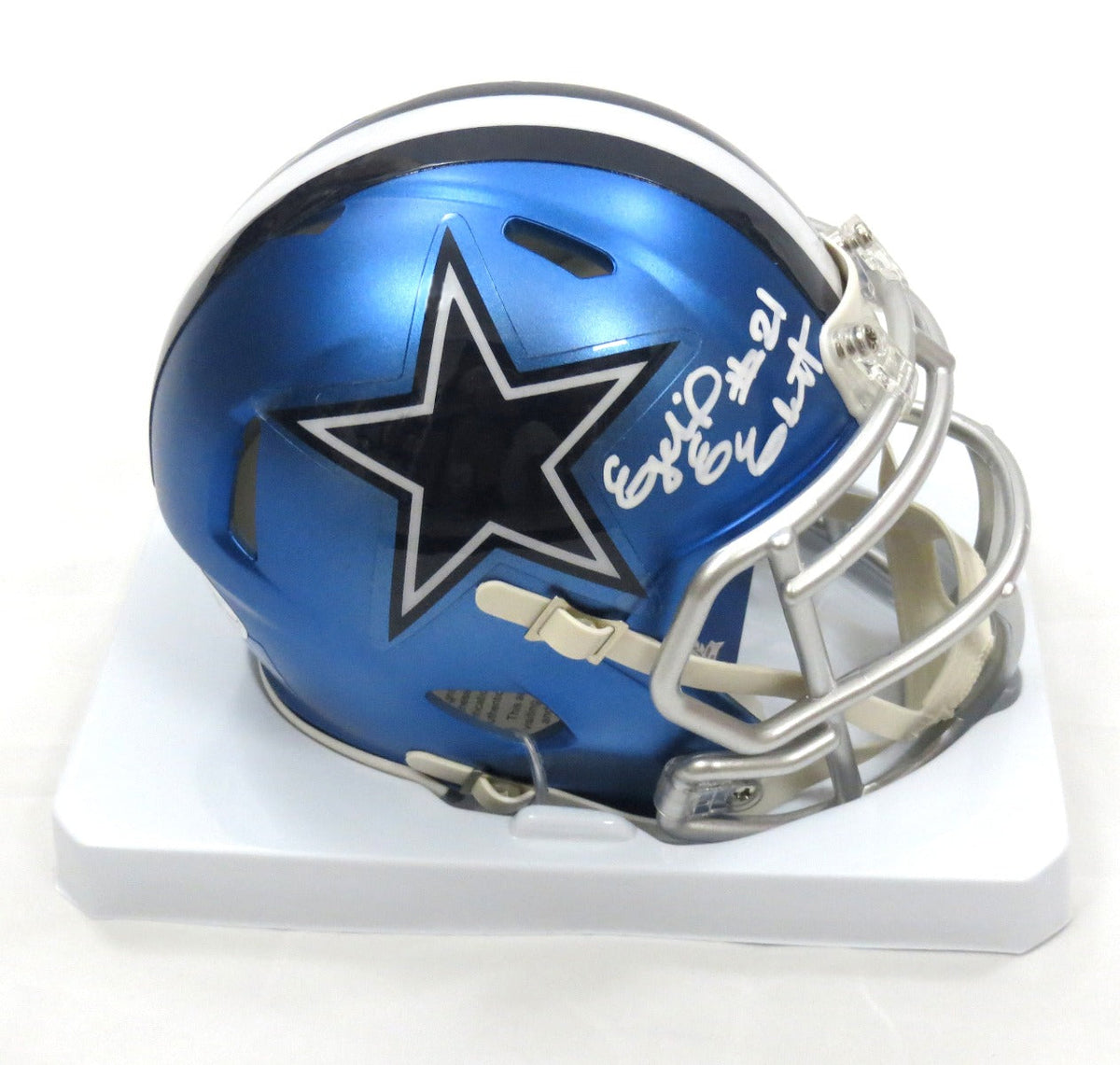 Ezekiel Elliott Autographed Dallas Cowboys Blaze Mini Helmet Beckett Witnessed-Powers Sports Memorabilia