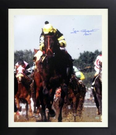 Jean Cruguet Autographed Seattle Slew 1977 Kentucky Derby 16 x 20 Photograph Triple Crown Slew 77 Custom Framing- Leaf Authentics-Powers Sports Memorabilia