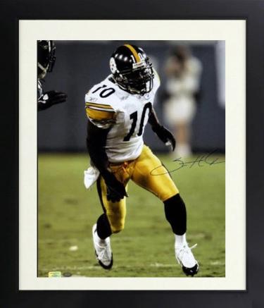 Santonio Holmes Autographed Pittsburgh Steelers 16 x 20 Photograph Custom Framing- Holmes Hologram-Powers Sports Memorabilia