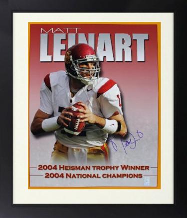 Matt Leinart Autographed 2004 USC Trojans 16 x 20 Photograph Custom Framing Heisman/National Champs - Leinart Hologram-Powers Sports Memorabilia
