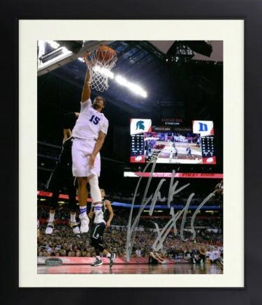 Jahlil Okafor Autographed Duke Blue Devils 16 x 20 Photograph #15 Custom Framing- Schwartz Holo (2015 Final Four vs Michigan State)-Powers Sports Memorabilia