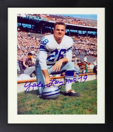 Yale Lary Autographed Detroit Lions 8 x 10 Photograph with HOF 79 Custom Framing- COA-Powers Sports Memorabilia