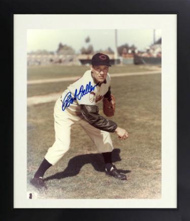 Bob Feller Autographed Cleveland Indians MLB 8 x 10 Photograph Custom Framing- JSA (HOF/3 NO-Hitters/8X All- Star)-Powers Sports Memorabilia