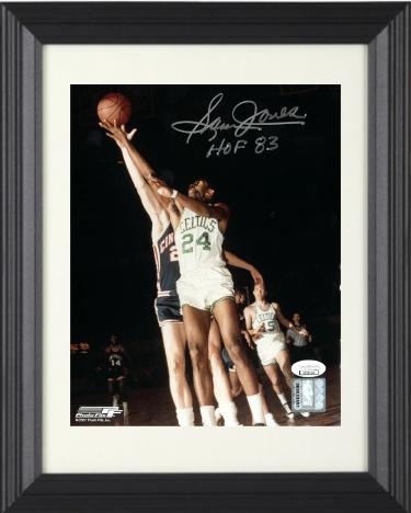 Sam Jones Autographed Boston Celtics Color 8 x 10 Photograph HOF 83 Custom Framing- JSA Authentic-Powers Sports Memorabilia