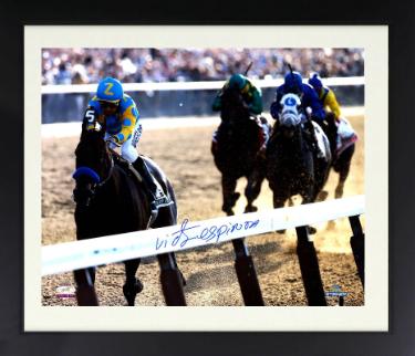 American Pharoah Autographed 16 x 20 Photograph 2015 Belmont Stakes Horse Racing Triple Crown with Victor Espinoza Custom Framing-Steiner Holo - CTBL_f22528-Powers Sports Memorabilia