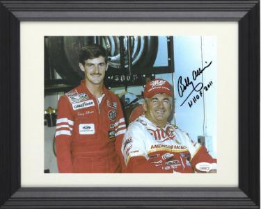 Bobby Allison Autographed NASCAR 8 x 10 Photograph NHOF 2011 Custom Framing- JSA Hologram (with Davey Allison)-Powers Sports Memorabilia