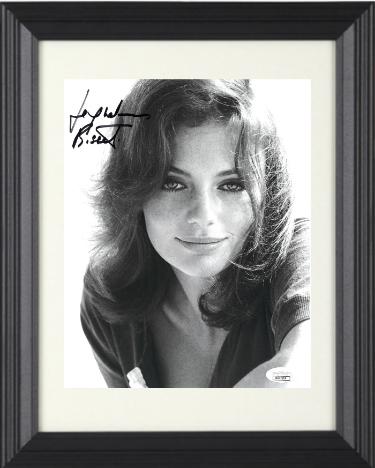 Jacqueline Bisset Autographed Vintage B&W 8 x 10 Photograph Custom Framing- JSA #DD32880 (v-neck shirt)-Powers Sports Memorabilia