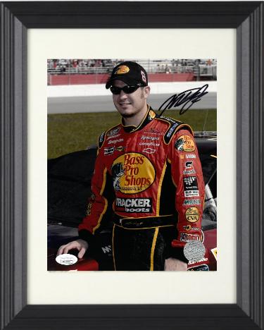 Martin Truex Jr. Autographed NASCAR Bass Pro Shops 8 x 10 Photograph Custom Framing- JSA #DD32936 (wearing hat)-Powers Sports Memorabilia