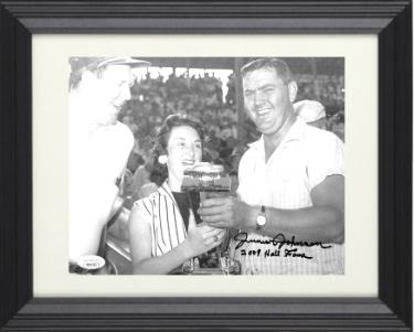 Junior Johnson Autographed NASCAR B&W 8 x 10 Photograph 2009 Hall Fame Custom Framing- JSA Hologram #DD39375-Powers Sports Memorabilia