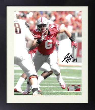 Sam Hubbard Autographed Ohio State Buckeyes NCAA Licensed 8 x 10 Photograph Custom Framing #6- COA-Powers Sports Memorabilia