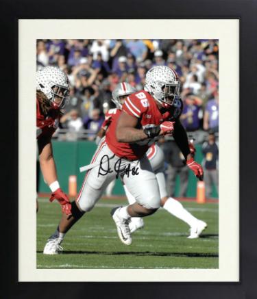 Dre'Mont Jones Autographed Ohio State Buckeyes 8 x 10 Photograph Custom Framing #86- COA-Powers Sports Memorabilia