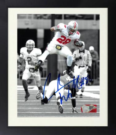 Chris "Beanie" Wells Autographed Ohio State Buckeyes Spotlight NCAA Licensed 8 x 10 Photograph #28 Custom Framing- COA-Powers Sports Memorabilia
