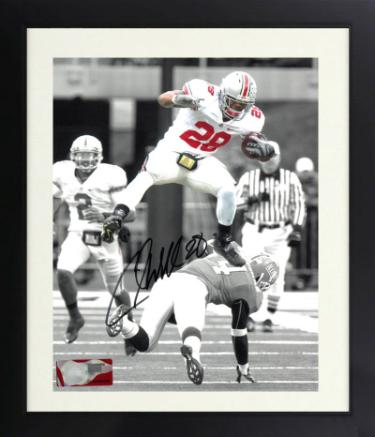 Chris "Beanie" Wells Autographed Ohio State Buckeyes Spotlight NCAA Licensed 8 x 10 Photograph #28 Custom Framing- COA - CTBL_f24039-Powers Sports Memorabilia