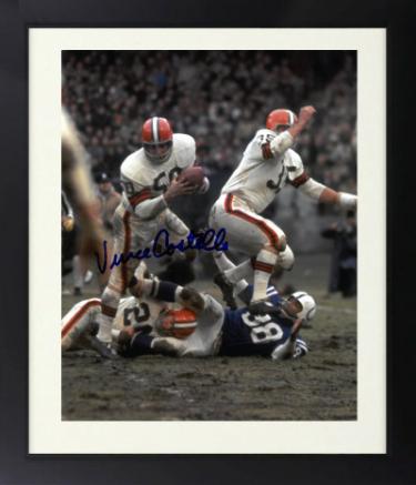 Vince Costello Autographed Cleveland Browns Vintage 8 x 10 Photograph Custom Framing- COA-Powers Sports Memorabilia