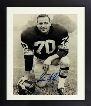 Sam Huff Autographed NFL Licensed Football Vintage 8 x 10 Photograph Custom Framing- COA (New York Giants/Washington)-Powers Sports Memorabilia