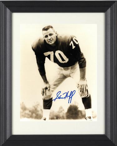 Sam Huff Autographed New York Giants Vintage Sepia 8 x 10 Photograph Custom Framing- COA (HOF)-Powers Sports Memorabilia