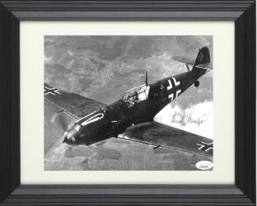 Kurt Schulze Autographed WWII German ME-109 Luftwaffe Pilot KG2 Vintage B&W 8 x 10 Photograph Custom Framing- JSA #DD64726-Powers Sports Memorabilia