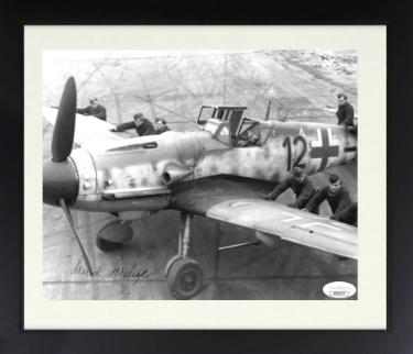 Kurt Schulze Autographed WWII German ME-109 Luftwaffe Pilot KG2 Vintage B&W 8 x 10 Photograph Custom Framing- JSA #DD64727-Powers Sports Memorabilia