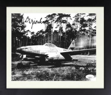 Jorg Czypionka Autographed WWII German ME-262 Luftwaffe Pilot Night Fighter 8 x 10 Photograph Custom Framing- JSA #EE62703-Powers Sports Memorabilia