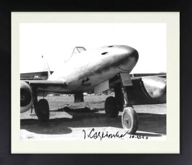 Jorg Czypionka Autographed WWII German ME-262 Luftwaffe Pilot 8 x 10 Photograph Custom Framing 10./NJG-11- JSA-Powers Sports Memorabilia