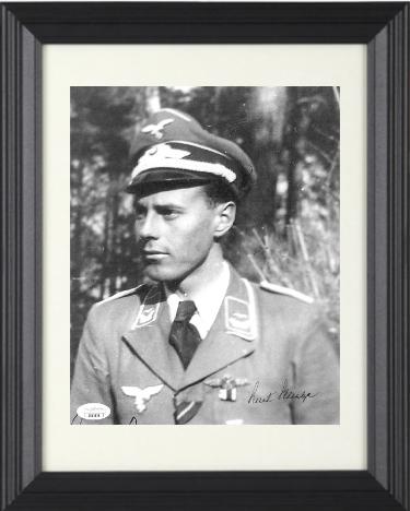 Kurt Schulze Autographed WWII German ME-109 Luftwaffe Pilot KG2 Vintage B&W 8 x 10 Photograph Custom Framing- JSA #EE63178-Powers Sports Memorabilia