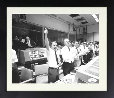 Milton Windler Autographed Apollo 13 Flight Director 8 x 10 Photograph Custom Framing Maroon Flight Apollo-Skylab ding- JSA-Powers Sports Memorabilia
