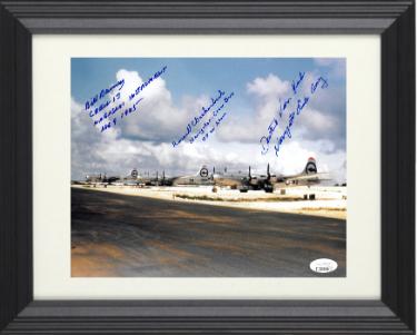 Dutch Van Kirk/Russell E Gackenbach/Bill Barney triple Autographed WWII 8 x 10 Photograph Navigators Enola Gay Hiroshima Custom Framing- JSA-Powers Sports Memorabilia
