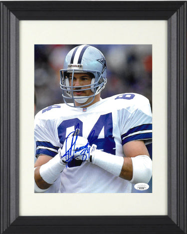 Jay Novacek Autographed Dallas Cowboys 8 x 10 Photograph Custom Framing #84- JSA (close up)-Powers Sports Memorabilia