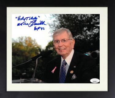 Milo Hamilton Autographed 8 x 10 Photograph with dual Holy Toledo & HOF 92 Custom Framing- JSA (Braves/Cubs/Astros) - CTBL_f26233-Powers Sports Memorabilia