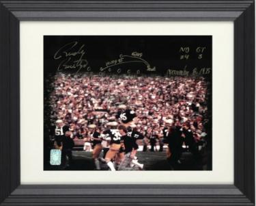 Rudy Ruettiger Autographed Notre Dame Fighting Irish 8 x 10 Photograph with ND 24-GT 3/11/875 & Play Drawing Custom Framing- Rudy 45 Holo-Powers Sports Memorabilia