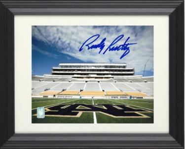 Rudy Ruettiger Autographed Notre Dame Fighting Irish Stadium 8 x 10 Photograph Custom Framing- Rudy 45 Hologram-Powers Sports Memorabilia