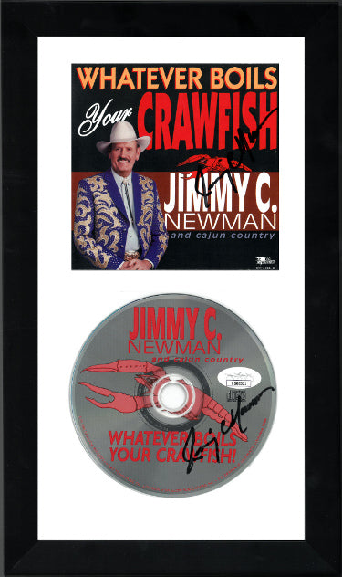 Jimmy C. Newman Autographed 1995 Whatever Boils Your Crawfish Album Cover Booklet & CD 6.5x12 Custom Framing- JSA #GG08320/#GG08321-Powers Sports Memorabilia