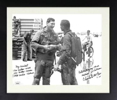 Charles E. McGee Autographed 8 x 10 Photograph Custom Framing- JSA- 73rd Vietnam Mission/Combat Sorties (Tuskegee Airmen)-Powers Sports Memorabilia