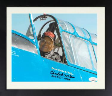 Charles E. McGee Autographed 8x10 Photo Custom Framing- JSA- 302 FS-1944 (Tuskegee Airman/Red Tails/WWII/Korea/Vietnam)
