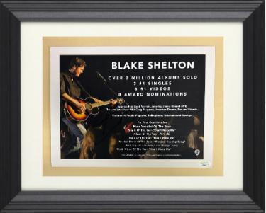 Blake Shelton Autographed Warner Brothers Promo 2 Million Albums 8.5x12 Photograph Custom Framing- JSA #GG38419 (NBC's The Voice)-Powers Sports Memorabilia